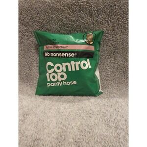 No Nonsense Control Top Pantyhose Nude Size Petite to Med #84 Reinforced Toe